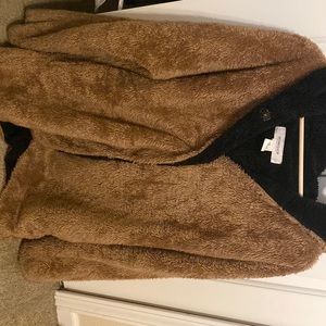 Oversized brown furry jacket